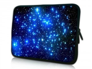 15 inch Endless Universe Twinkling Blue Stars DOUBLE Sided Print Laptop Slipcase Bag