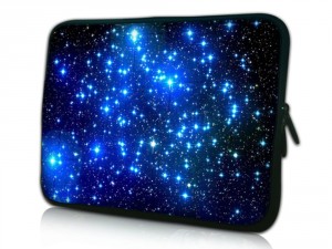 15 inch Endless Universe Twinkling Blue Stars DOUBLE Sided Print Laptop Slipcase Bag